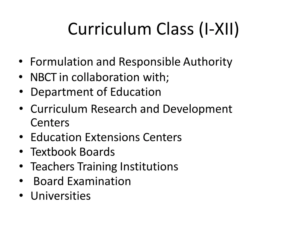 curriculum class i xii