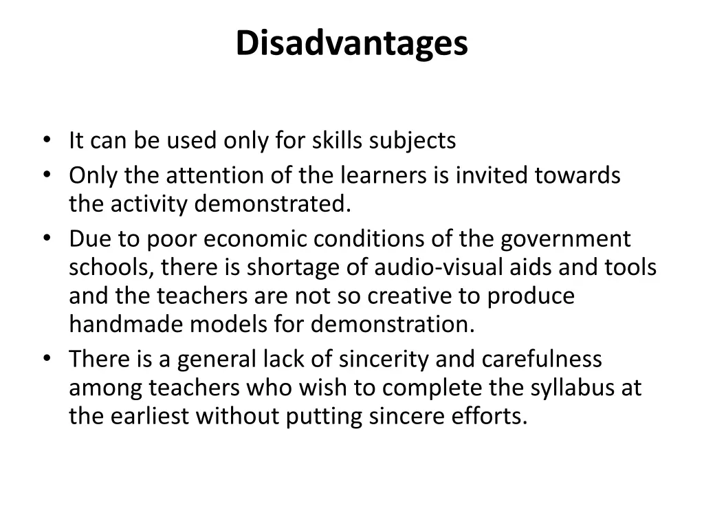 disadvantages