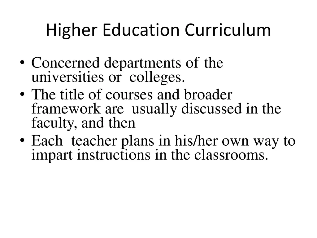 higher education curriculum