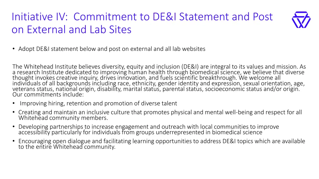 initiative iv commitment to de i statement