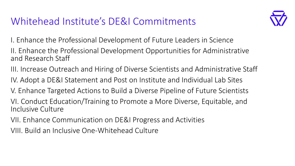 whitehead institute s de i commitments