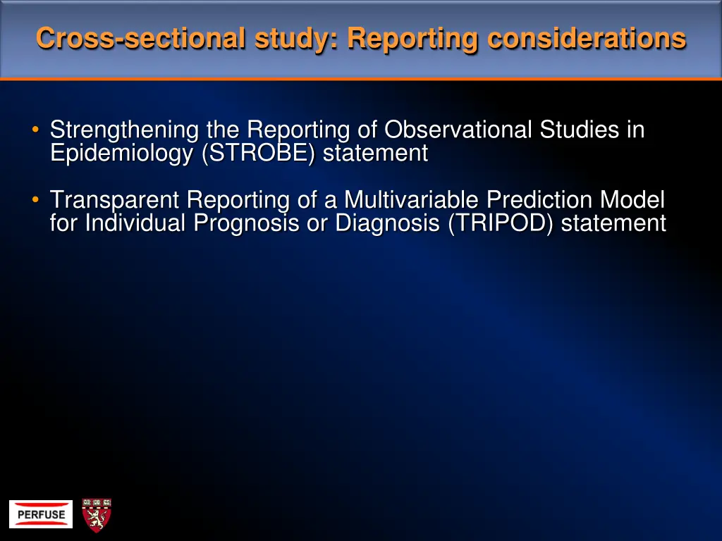 cross sectional study reporting considerations