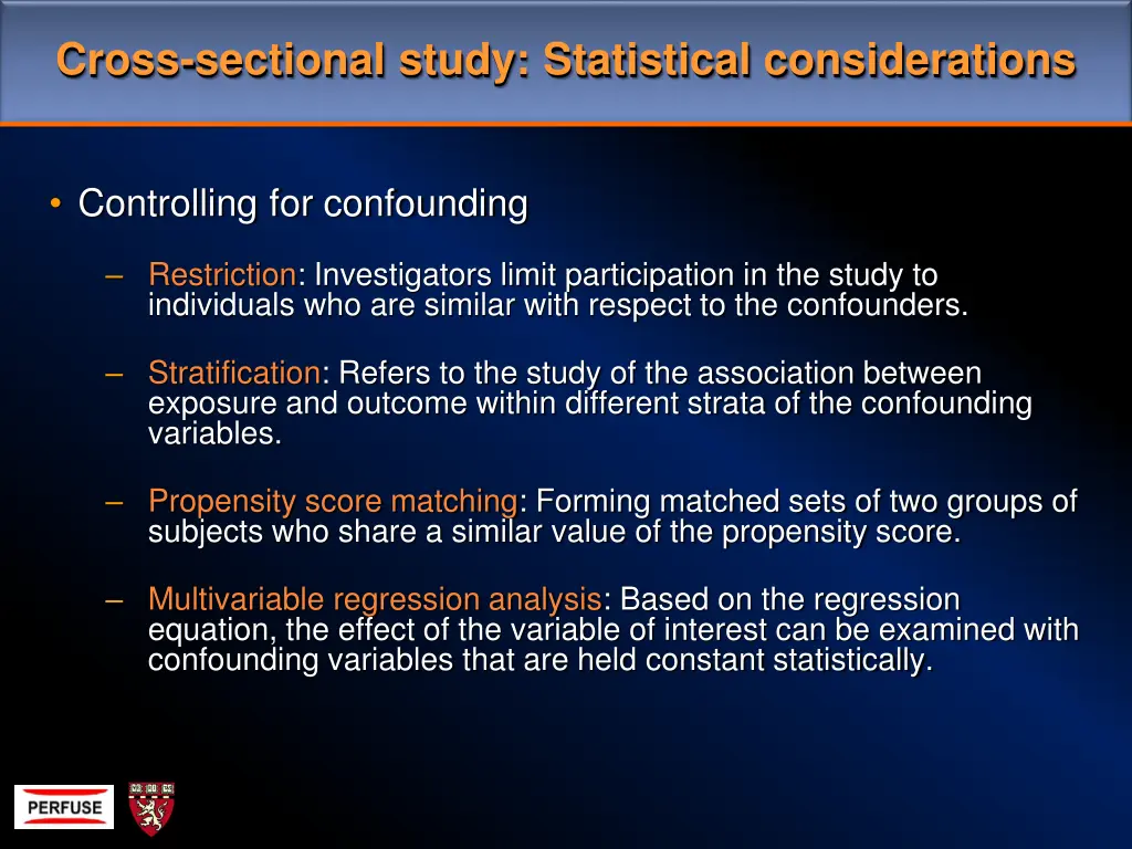 cross sectional study statistical considerations 1