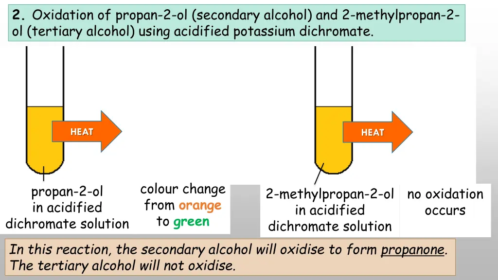 2 oxidation of propan 2 ol secondary alcohol