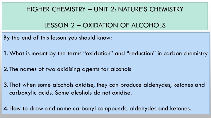 higher chemistry unit 2 nature s chemistry