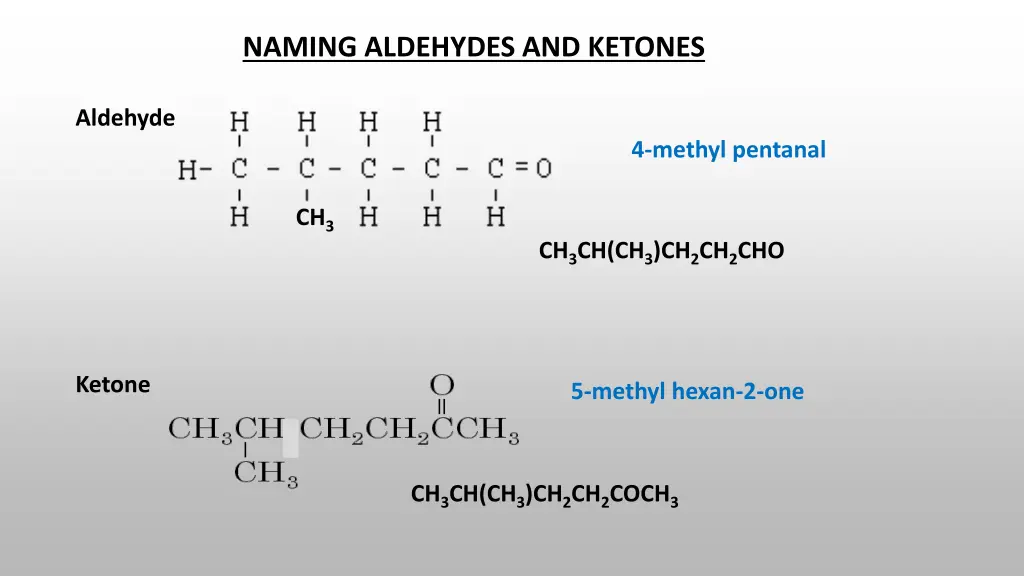 naming aldehydes and ketones