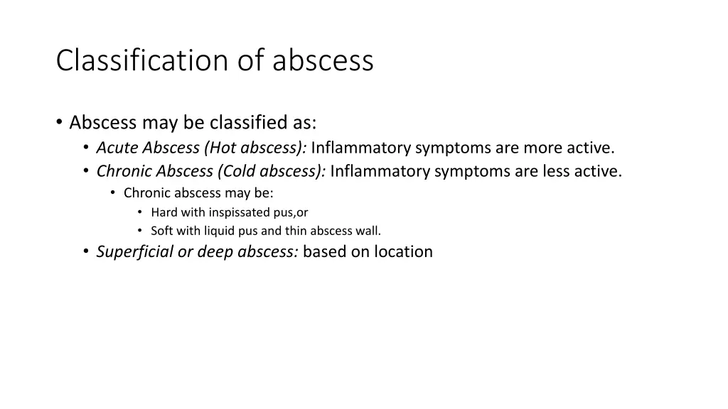 classification of abscess