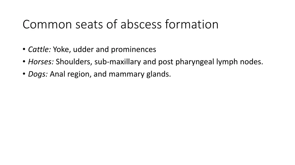 common seats of abscess formation