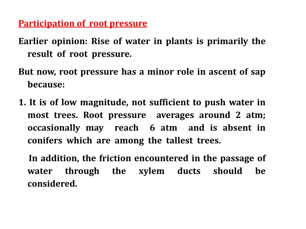 participation of root pressure