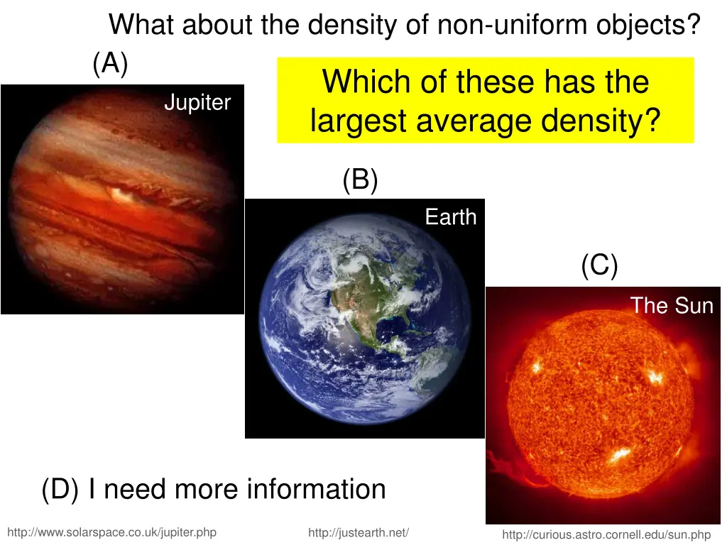 what about the density of non uniform objects a