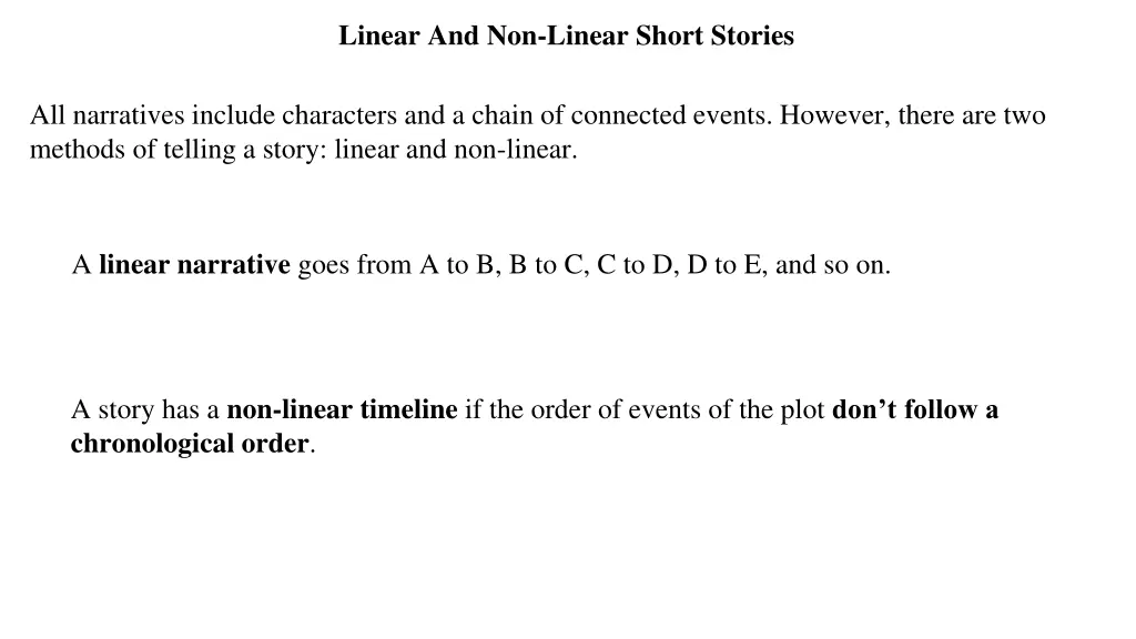 linear and non linear short stories