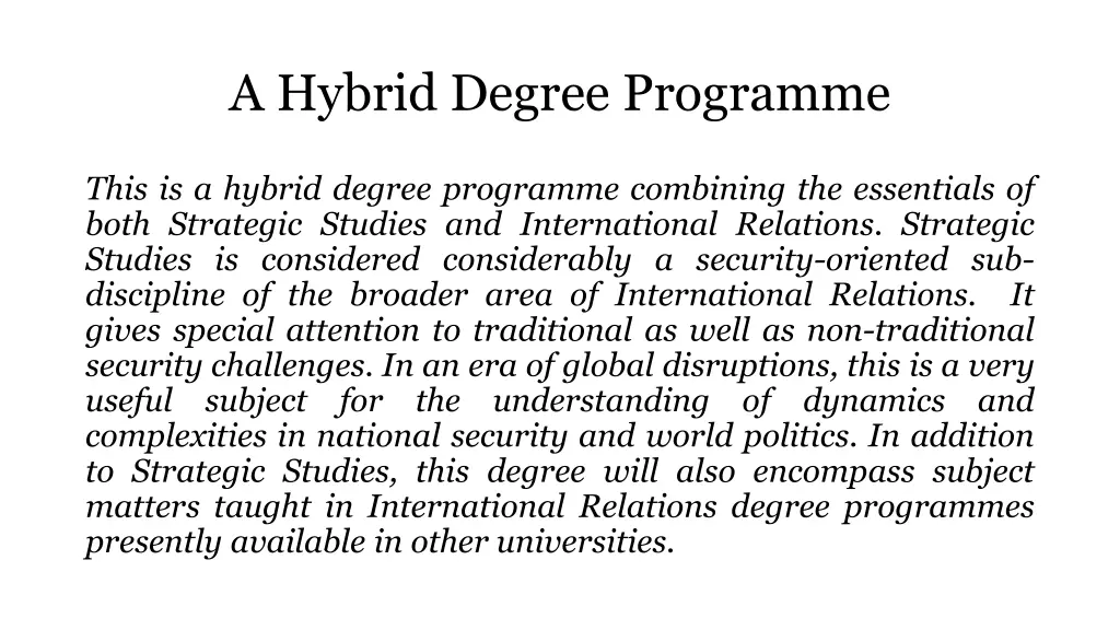 a hybrid degree programme