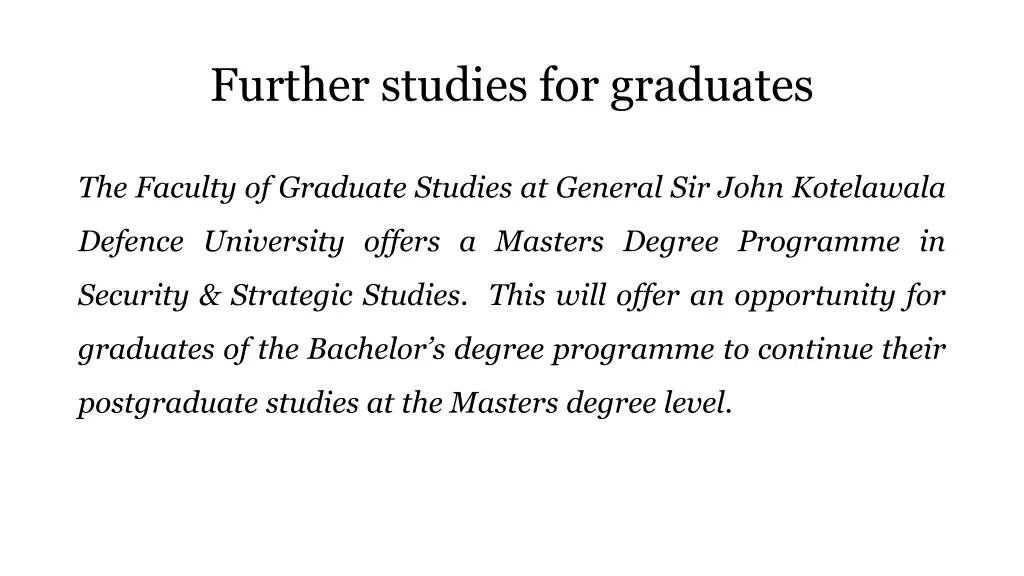 further studies for graduates