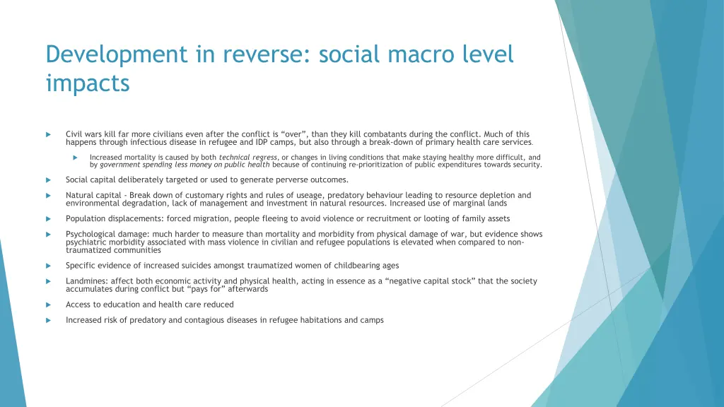 development in reverse social macro level impacts