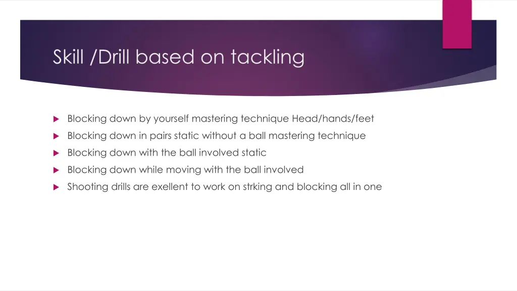 skill drill based on tackling