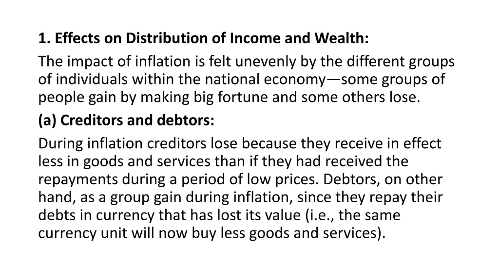 1 effects on distribution of income and wealth