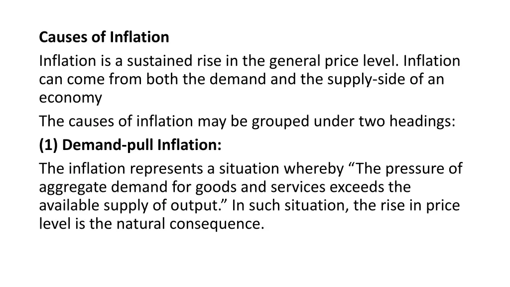 causes of inflation inflation is a sustained rise