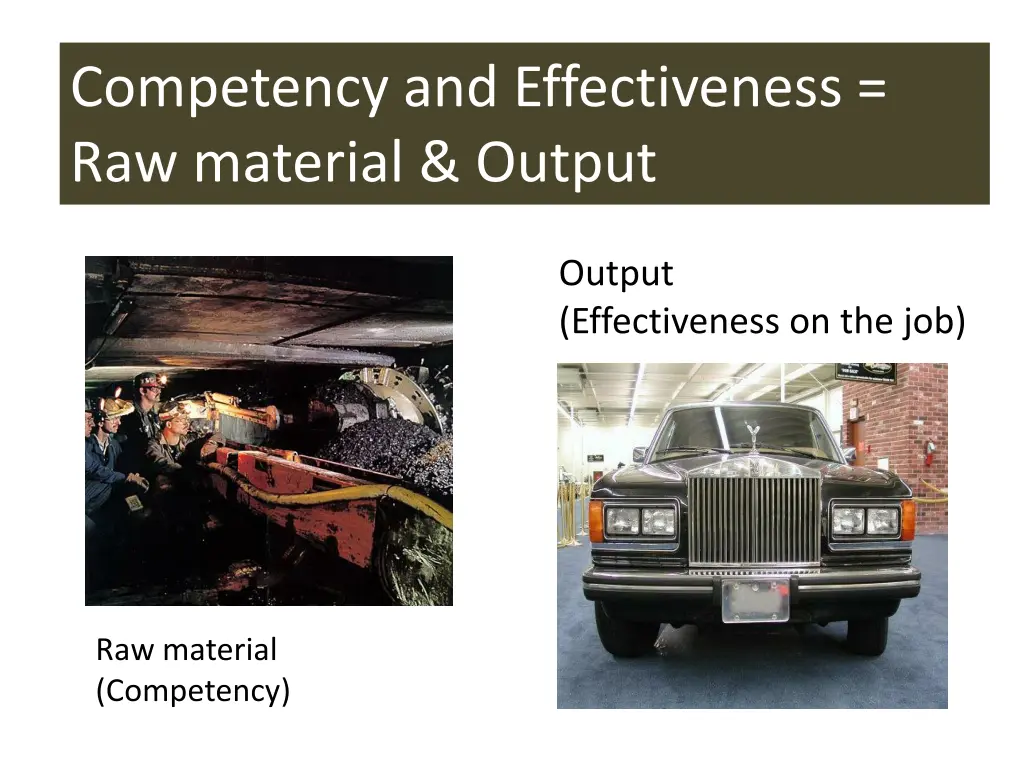 competency and effectiveness raw material output