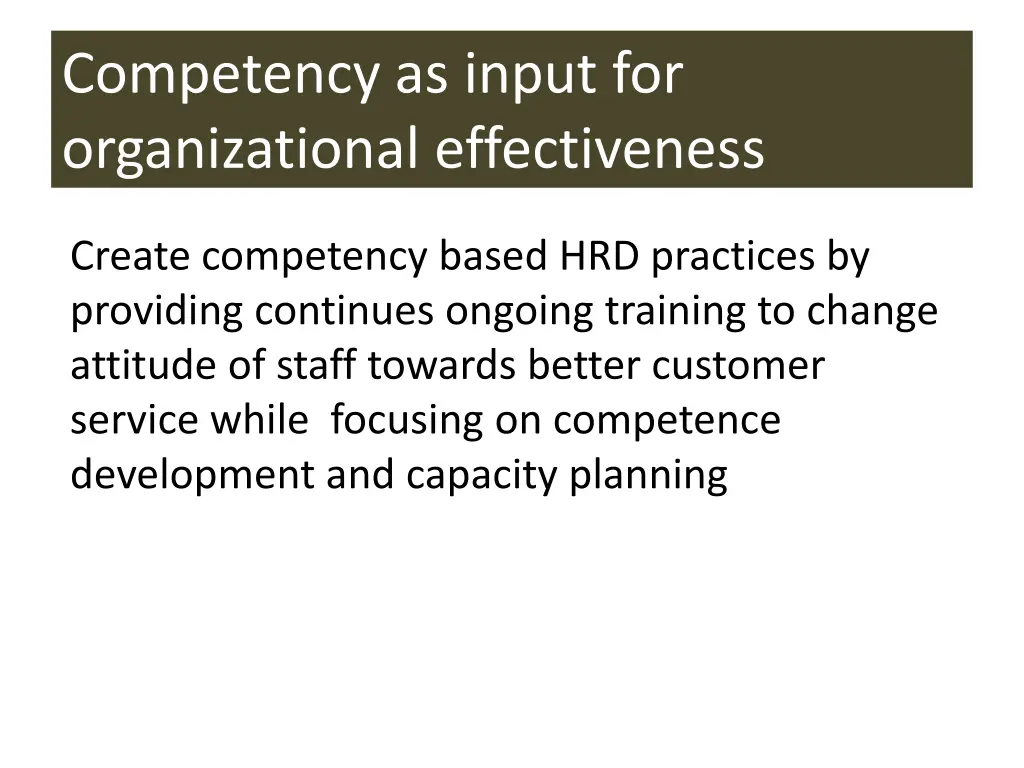 competency as input for organizational