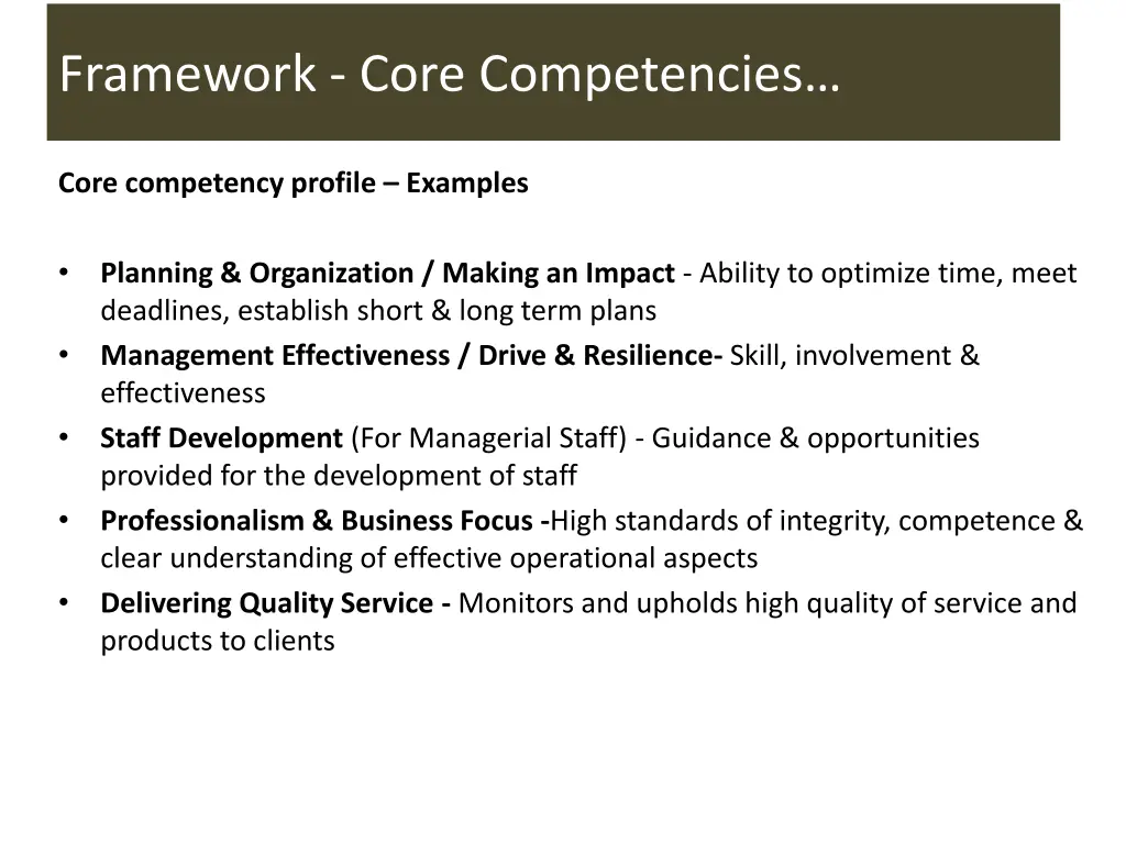 framework core competencies 2