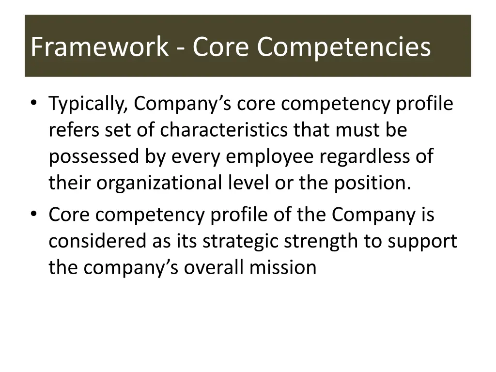 framework core competencies