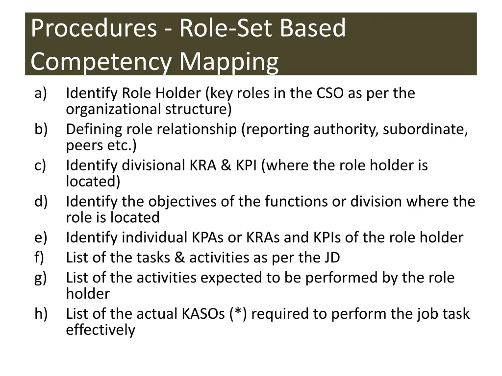 procedures role set based competency mapping