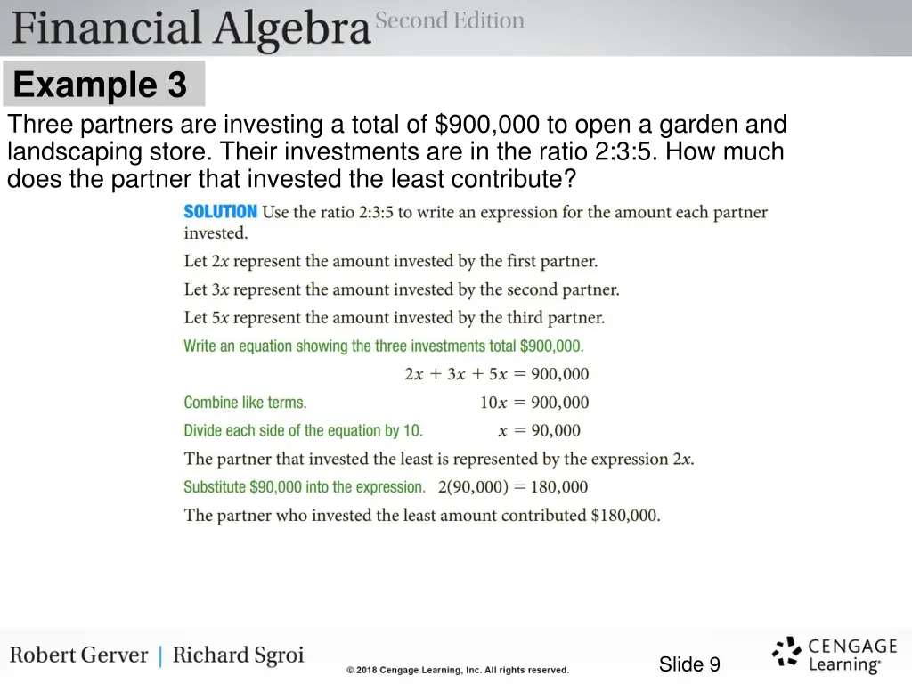 example 3 three partners are investing a total 1