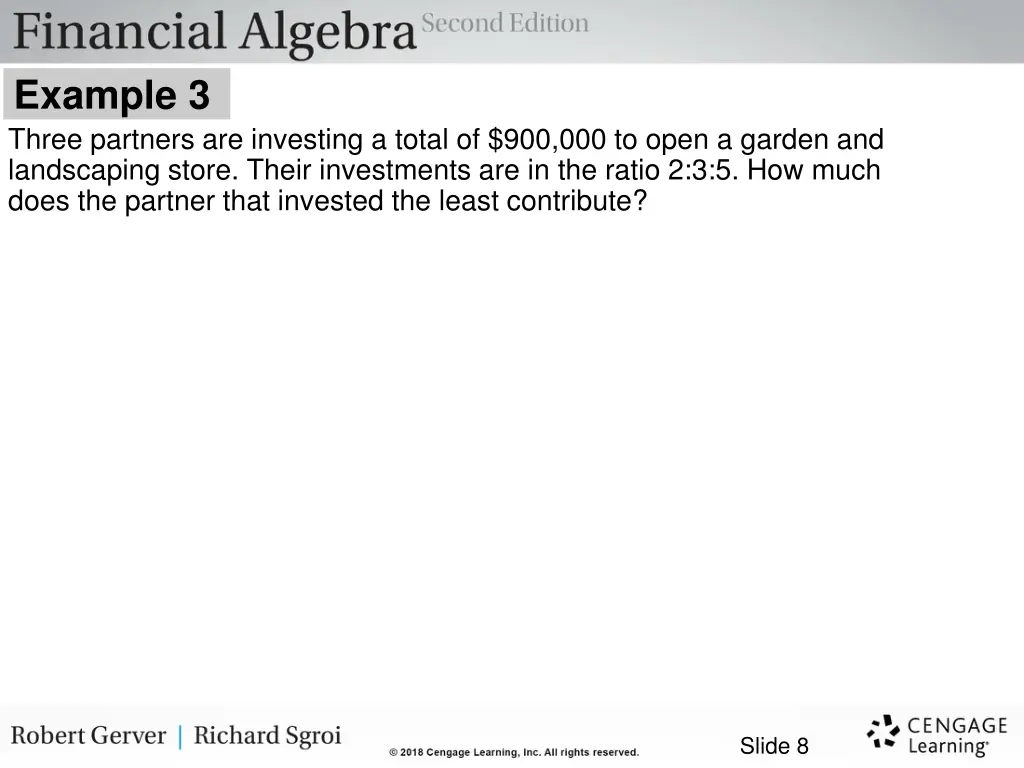 example 3 three partners are investing a total