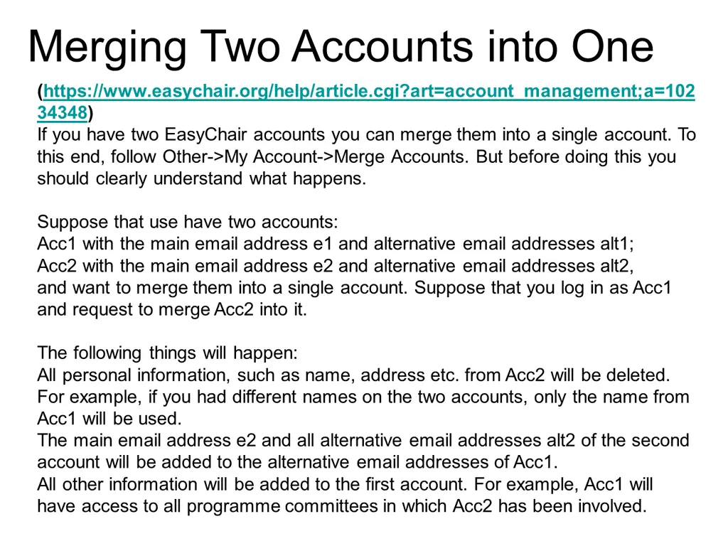 merging two accounts into one