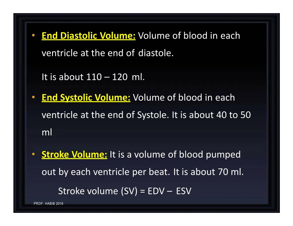 end diastolic volume volume of blood in each