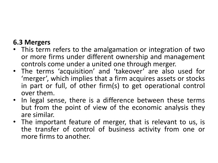 6 3 mergers this term refers to the amalgamation