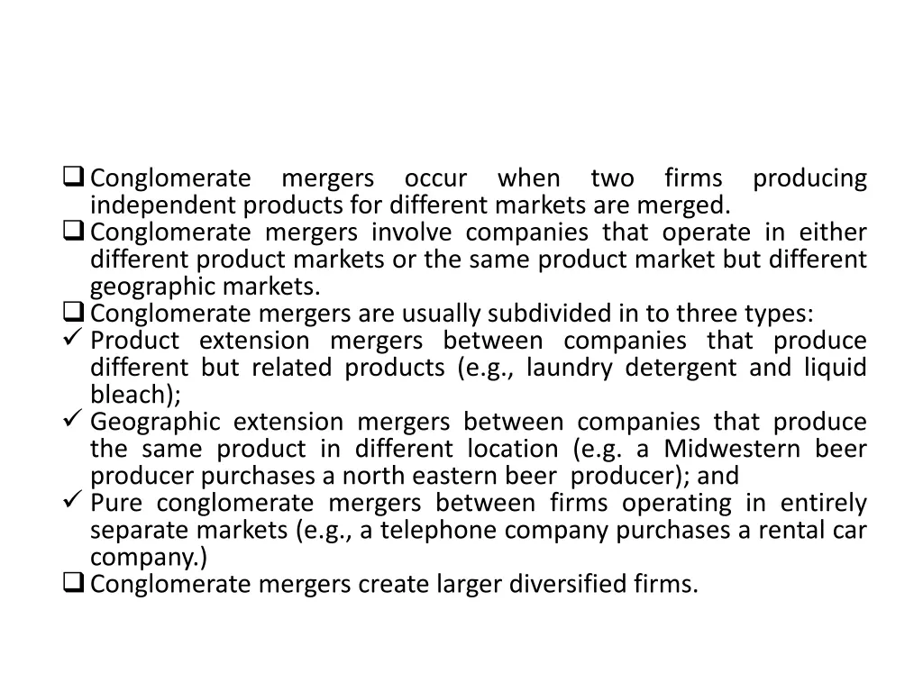 conglomerate independent products for different