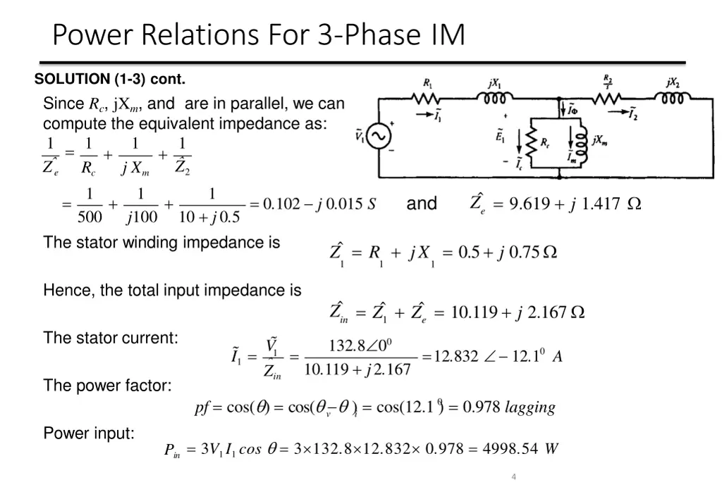 power relations for 3 phase im 1