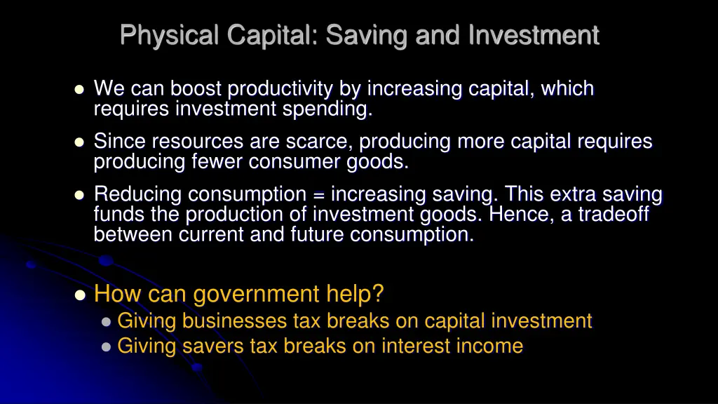 physical capital saving and investment