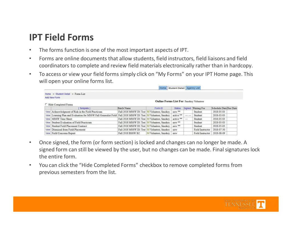 ipt field forms