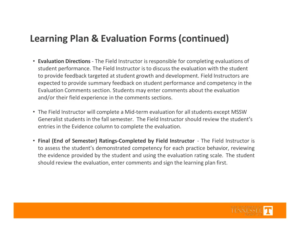 learning plan evaluation forms continued