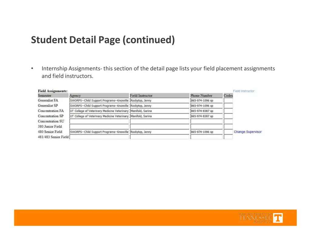 student detail page continued