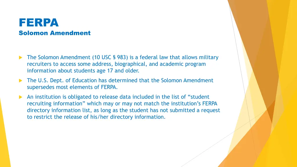 ferpa solomon amendment