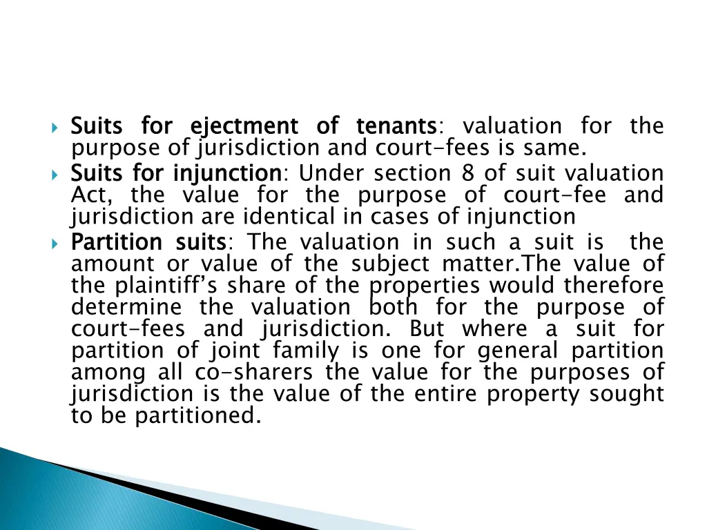 suits purpose of jurisdiction and court fees