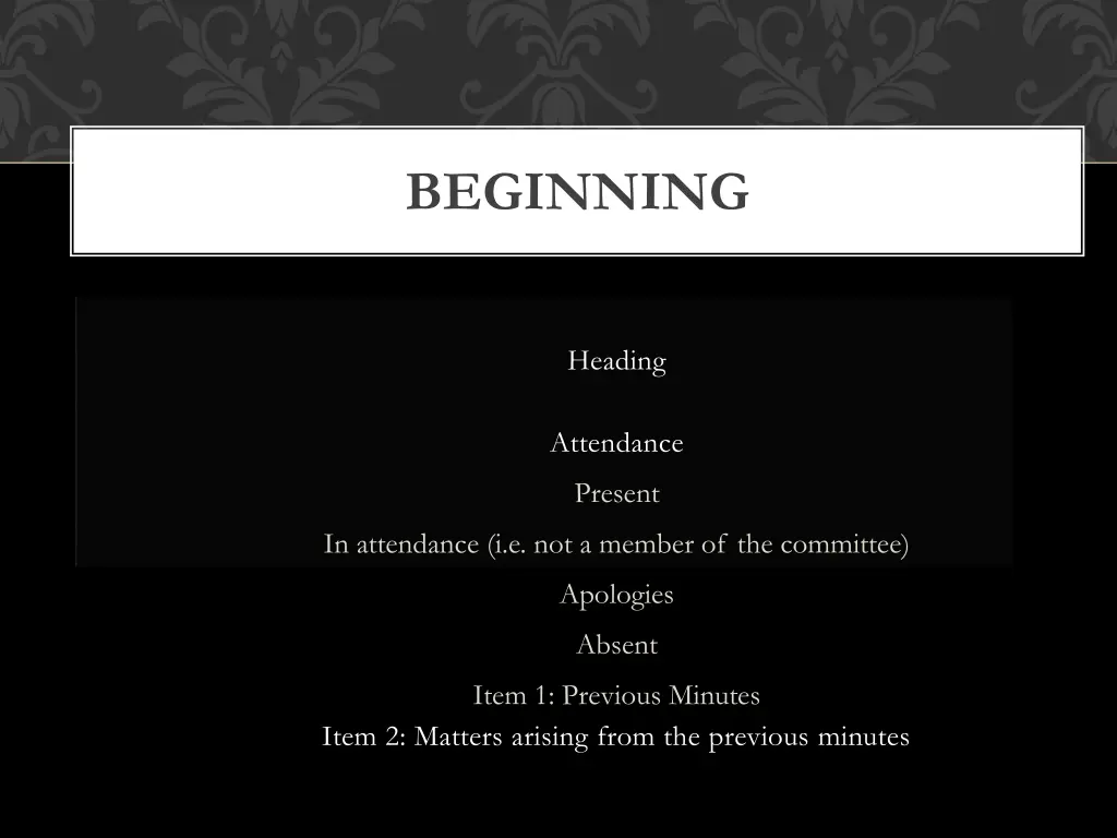 beginning