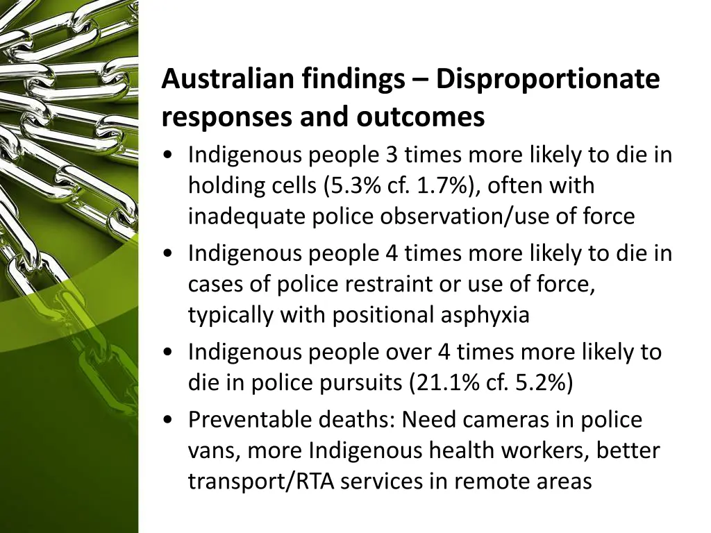 australian findings disproportionate responses