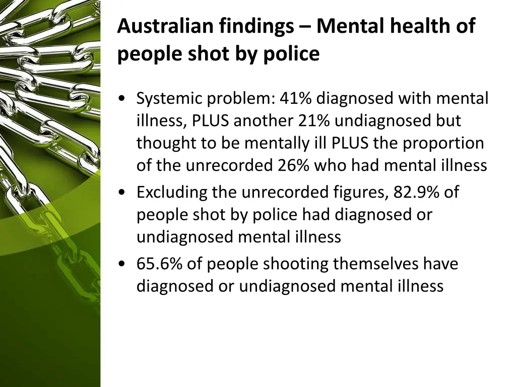 australian findings mental health of people shot