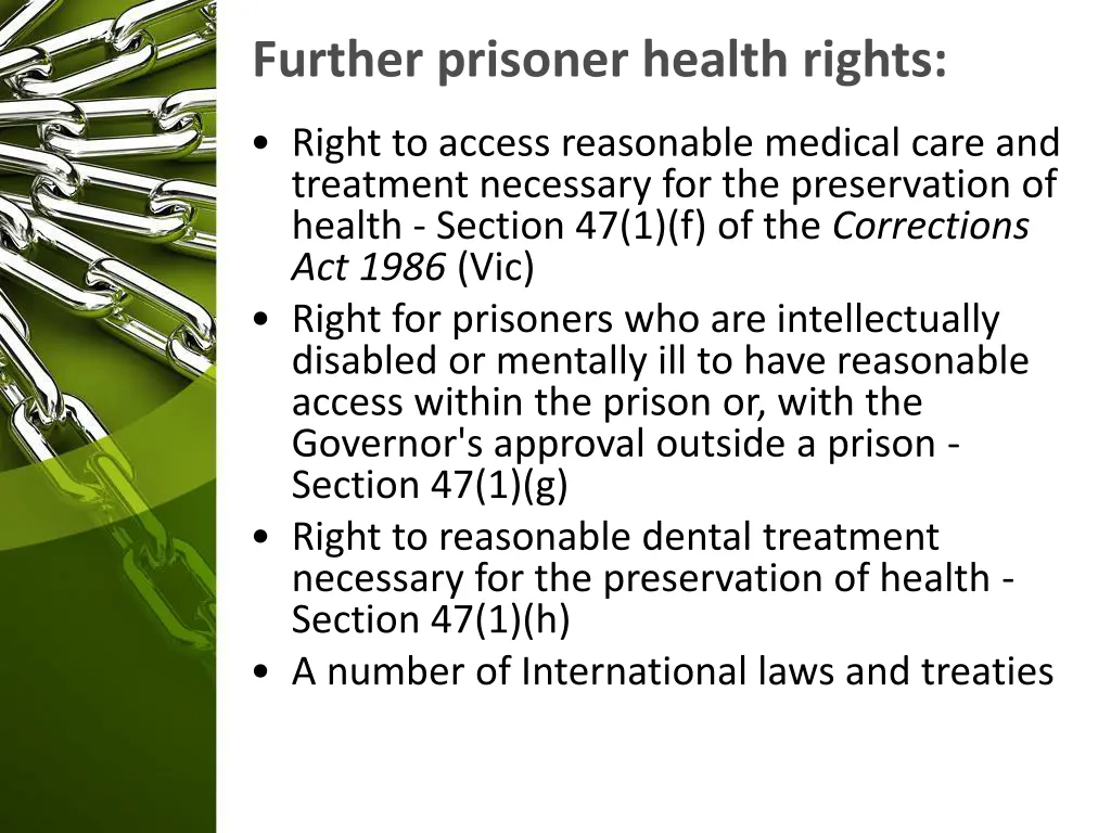 further prisoner health rights