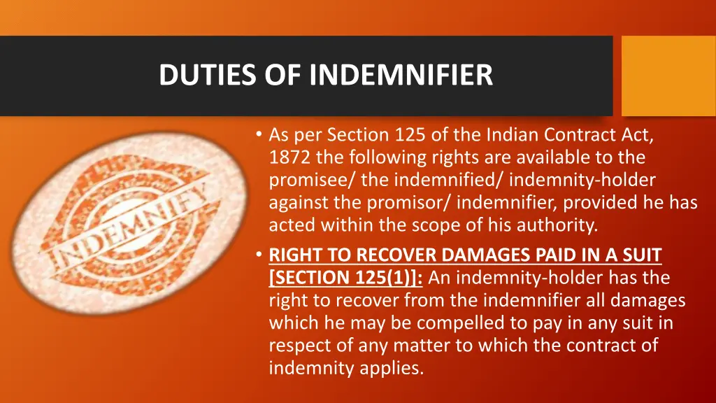 duties of indemnifier