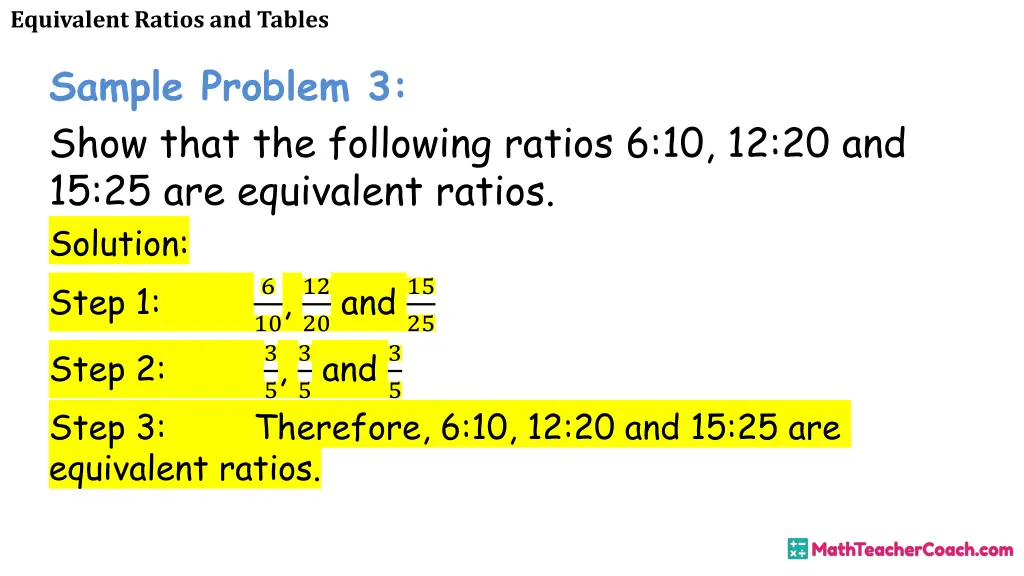 equivalent ratios and tables 13