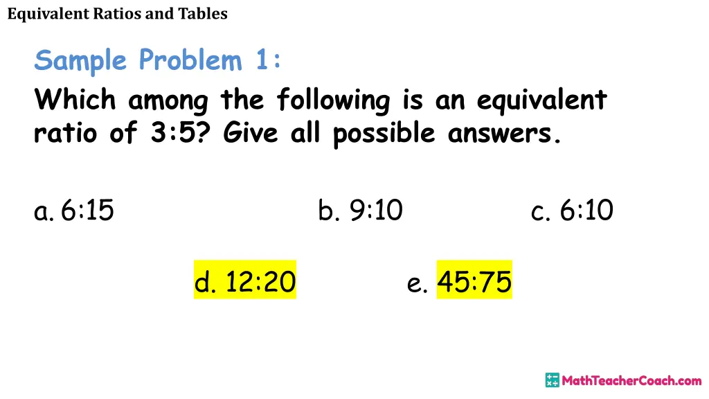 equivalent ratios and tables 7