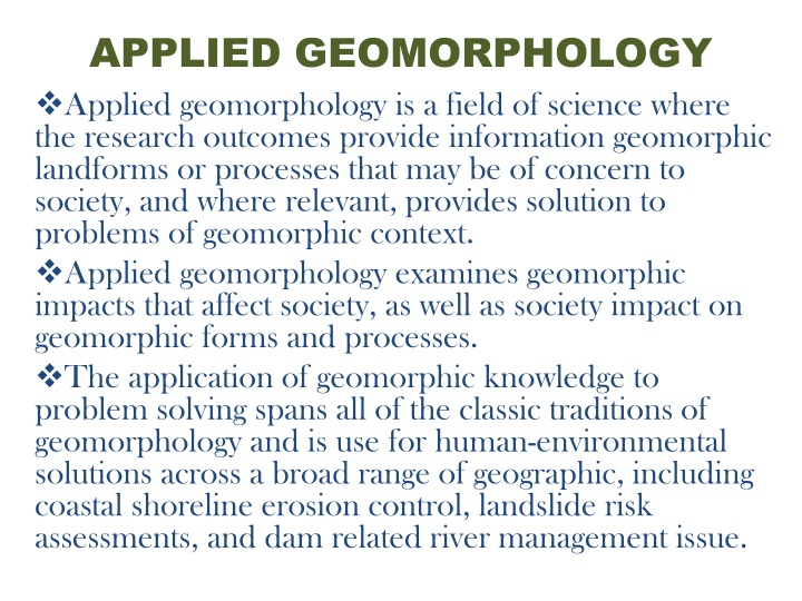 applied geomorphology applied geomorphology