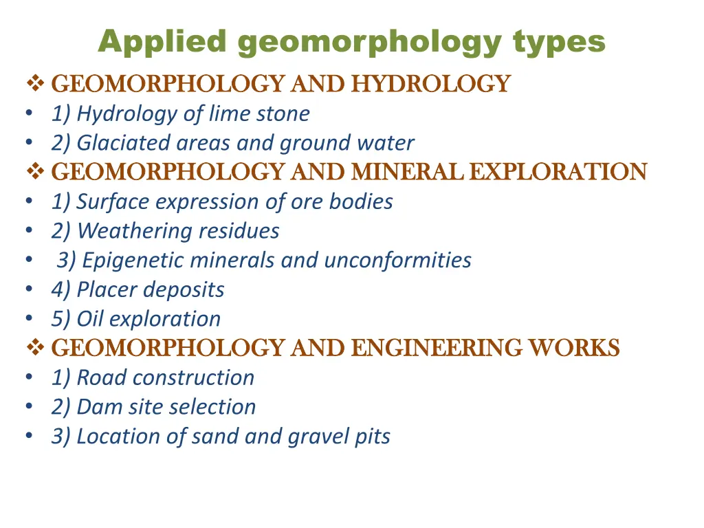 applied geomorphology types geomorphology