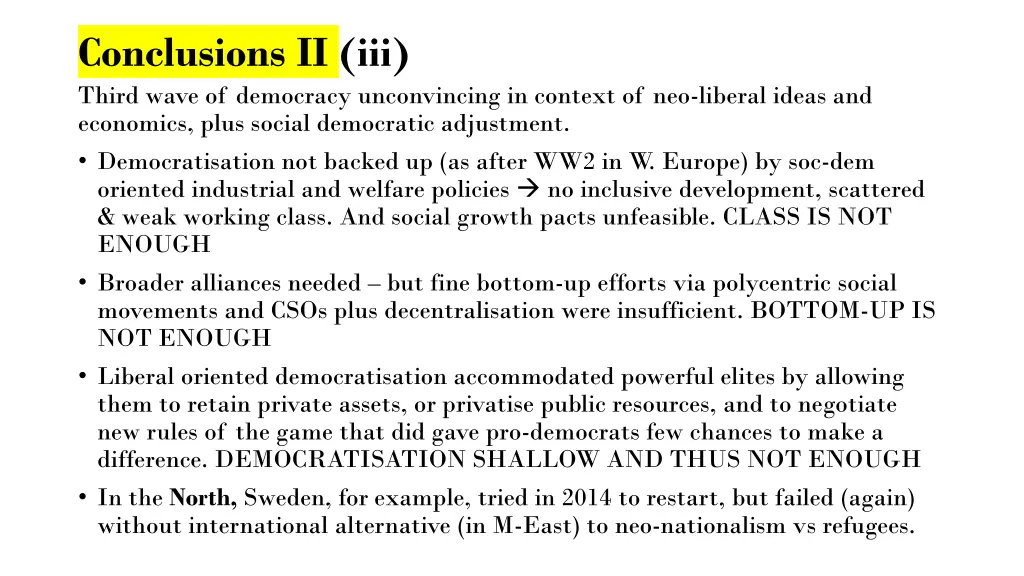 conclusions ii iii third wave of democracy