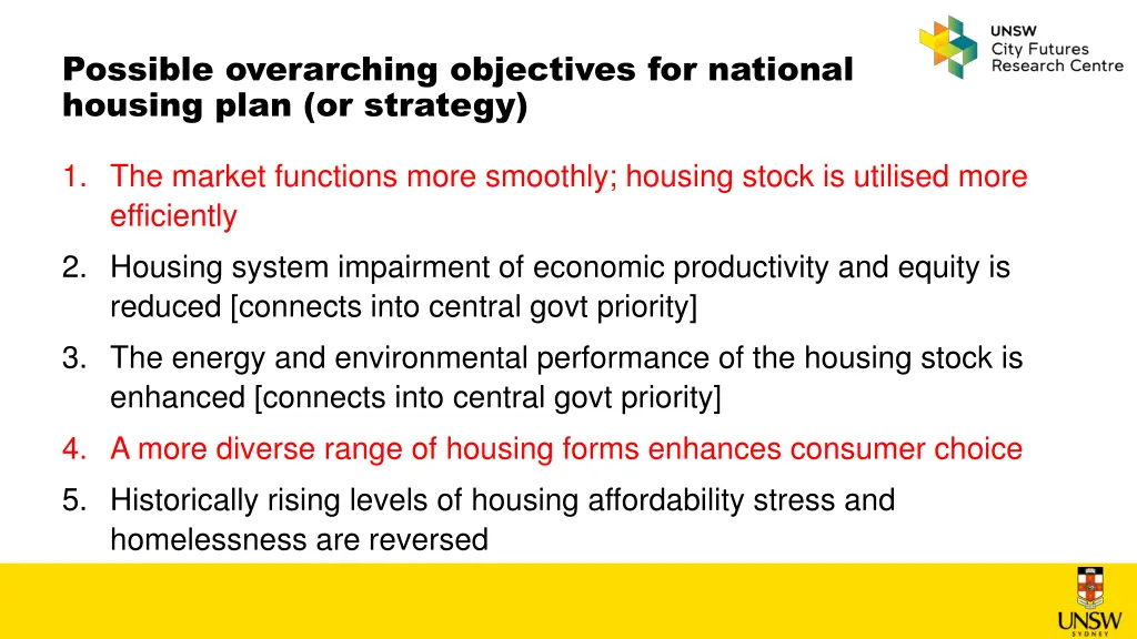 possible overarching objectives for national